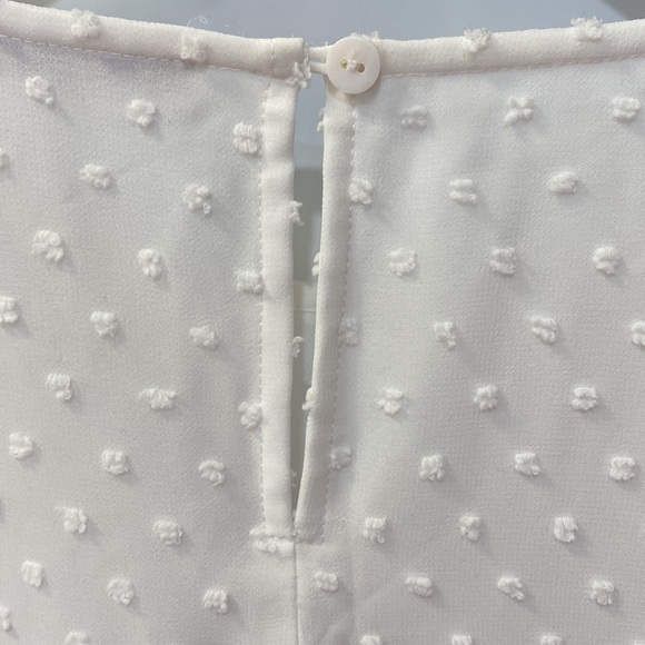 NWOT. I BLUES White dress with long sleeve embroidery Clip Dot Chiffon - Picture 12 of 16